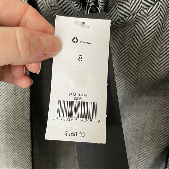 NWT Banana Republic Herringbone Removeable Tie Neck Jacket Wool Blend Gray Sz 8 - Picture 14 of 16